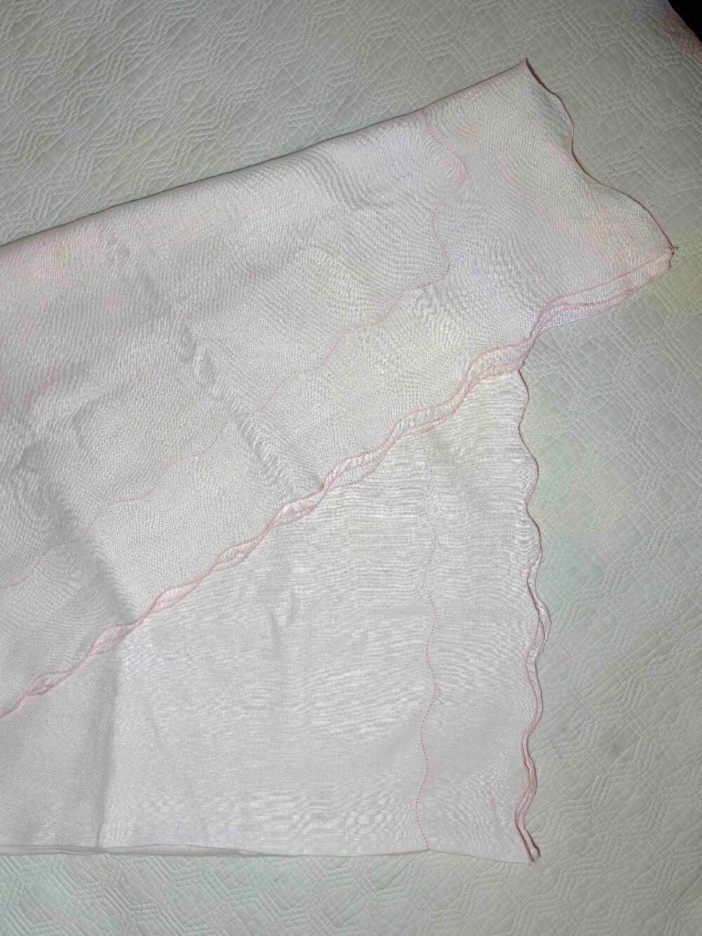 Baby Pink Scallop Edge French Linen Rectangular Table Cloth 80" x 68"